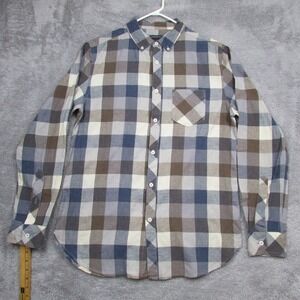 Goodale Shirt Mens Medium Blue Plaid Long Sleeve Button Front Casual‎ Woven Top